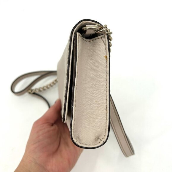 KATE SPADE *Flawed* Cream Brynn Crossbody Leather Small Flap Purse Bag - Picture 5 of 10